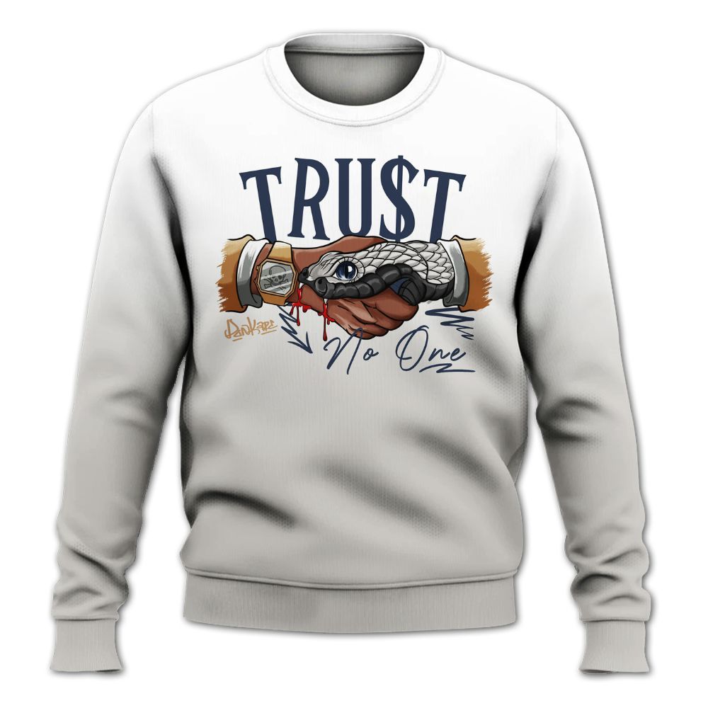 Sweatshirt To Match Low Navy Grey Gum 1s - Trust No One Drip All Over Print