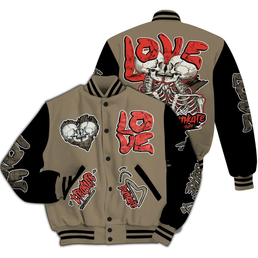 Varsity Jacket To Match Olive 9s - Skull Bear All Over Print
