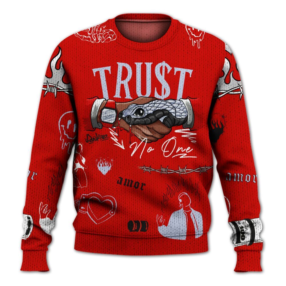 Knitted Sweater To Match Fire Red 6s - Snake Trust No One