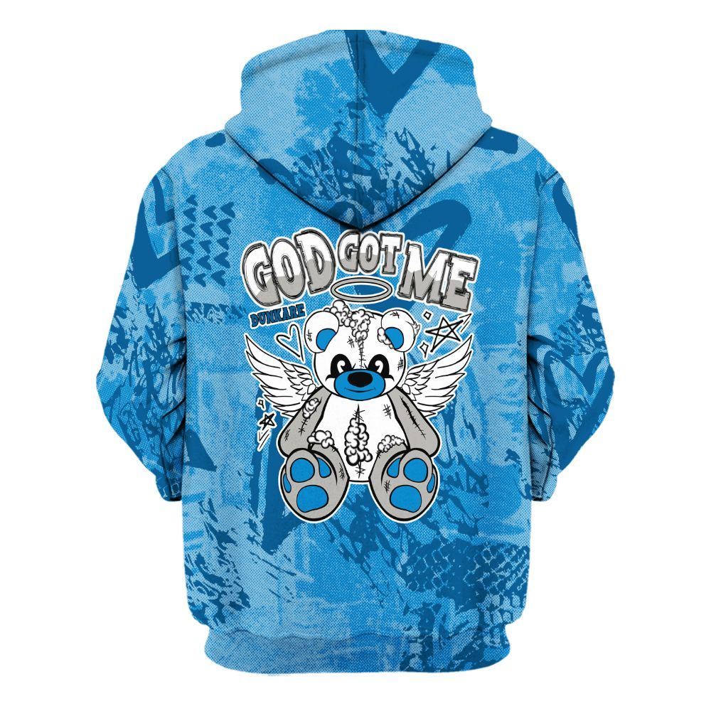 Hoodie To Match Industrial Blue 4s - Gods Guides Me Bear Heart Grunge All Over Print