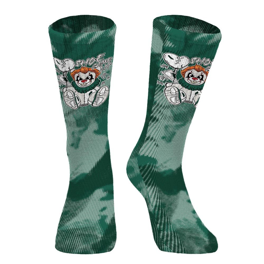 Sock To Match Oxidized Green 4s - Shoe Game Bear Halloween Abstract Halftone