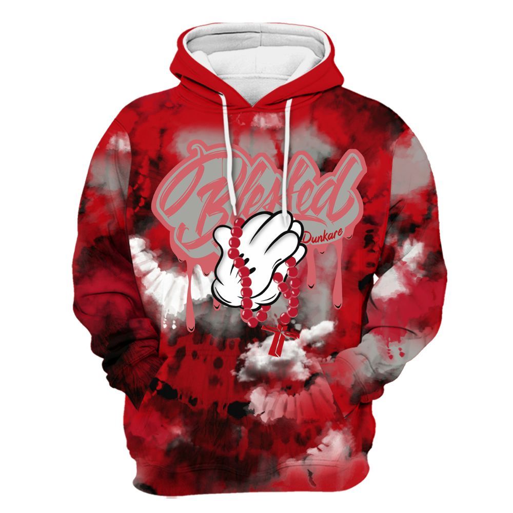 Hoodie To Match Air Griffey Max Gray Reds 1s - God Blessed Tie Dye All Over Print