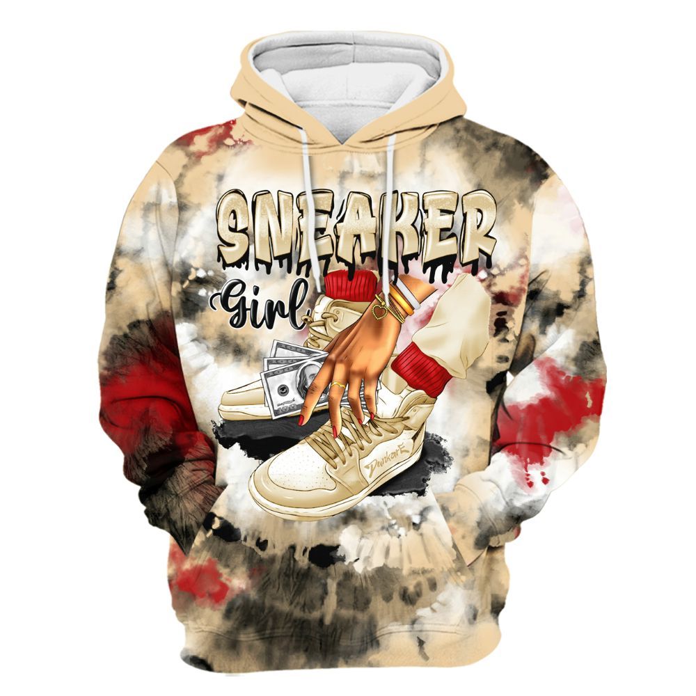 Hoodie To Match Dunk Low Strawberry Waffle - SNEAKER Girl Money Drip Tie Dye All Over Print