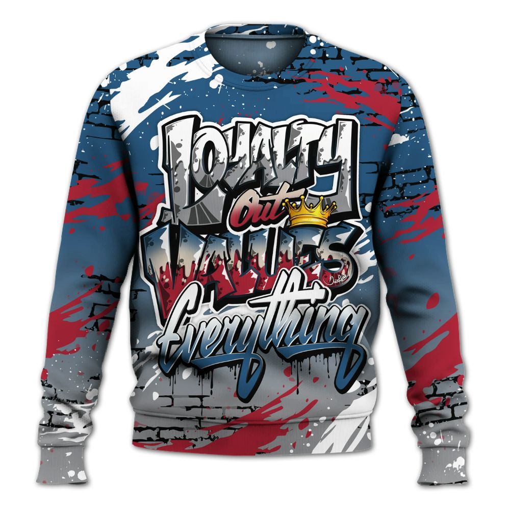 Sweatshirt To Match Rare Air 3s - Values Of Loyalty Drip All Over Print