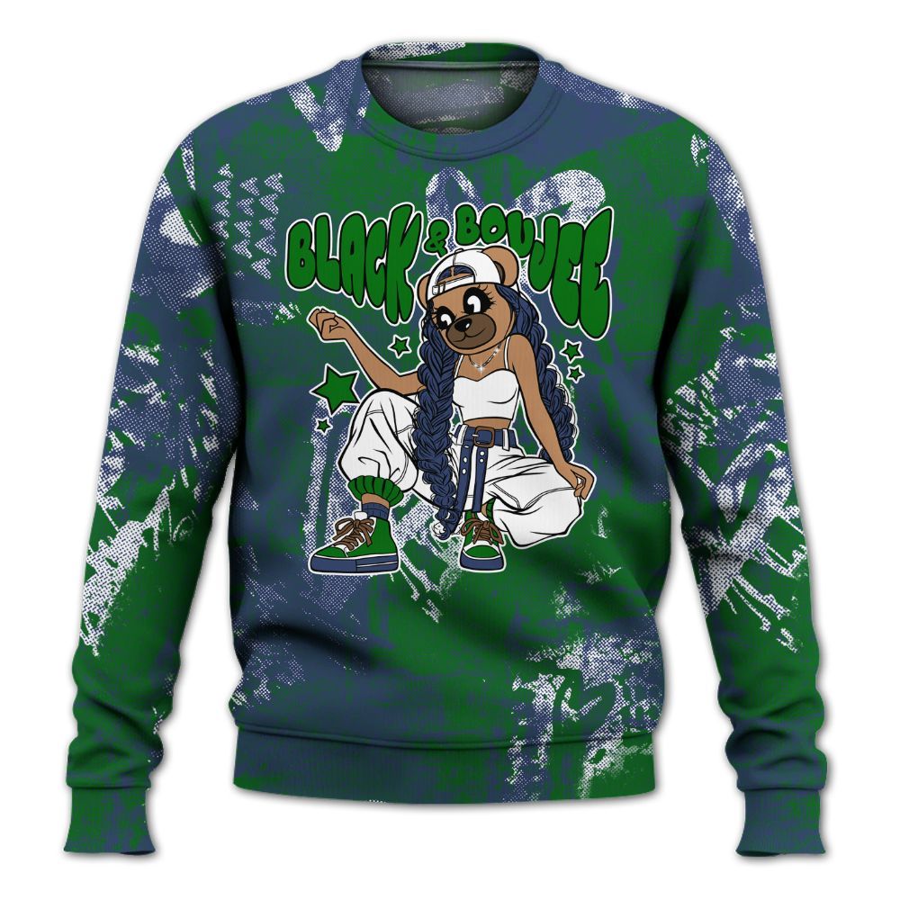 Sweatshirt To Match Midnight Navy 13s - Boujee Girls Bear Heart Grunge All Over Print