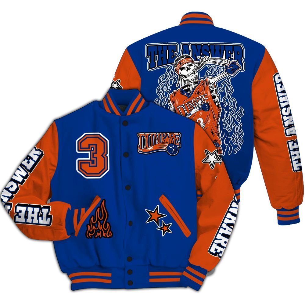 Varsity Jacket To Match Mid Knicks 1s - Allen Answer Skeleton All Over Print