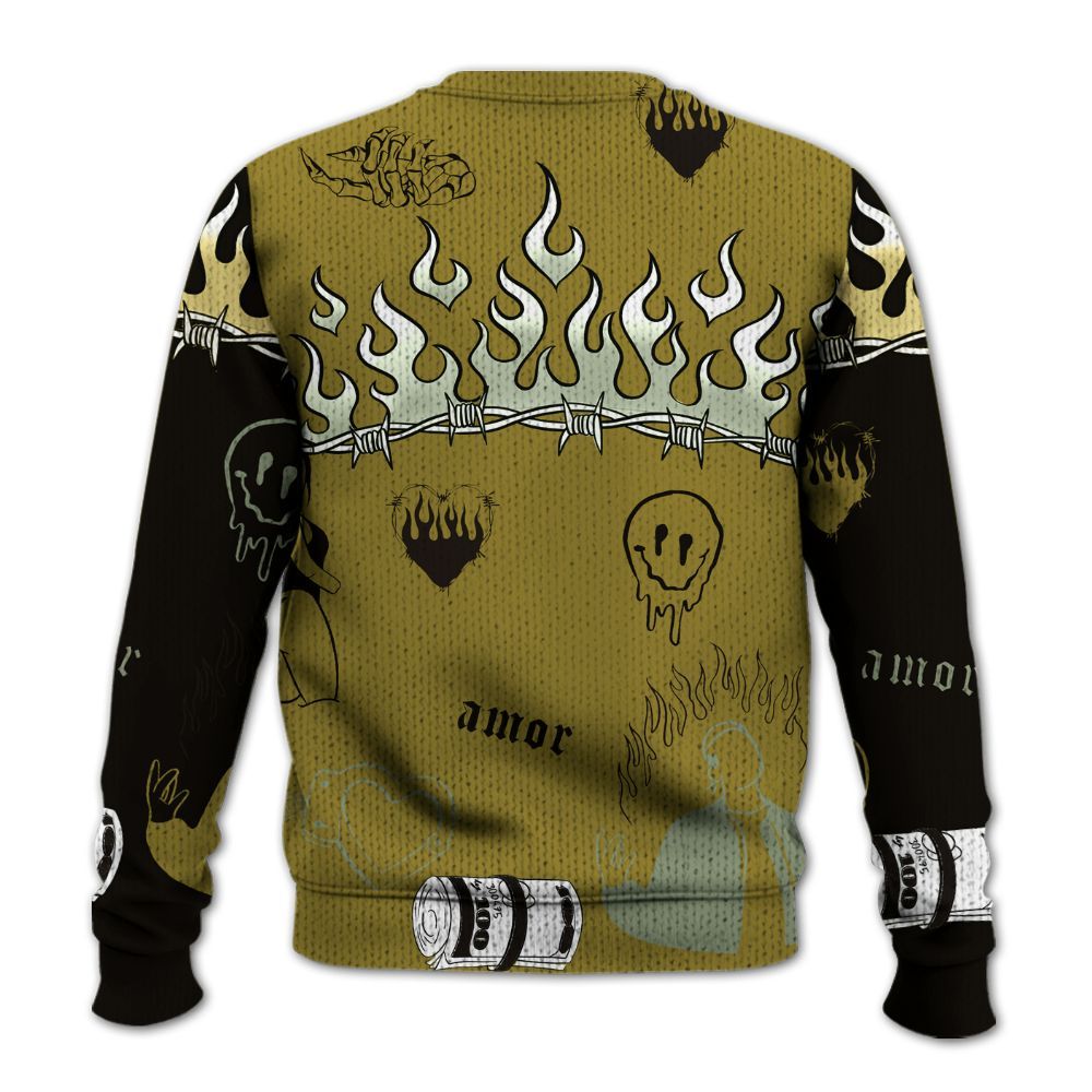 Knitted Sweater To Match Air Flightposite Metallic Gold - Snake Trust No One