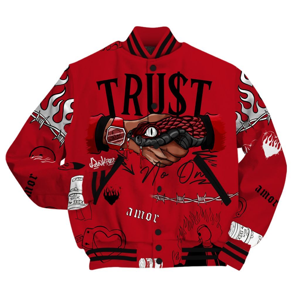 Varsity Jacket To Match Bred Velvet 11s - Trust No One Streetwear All Over Print