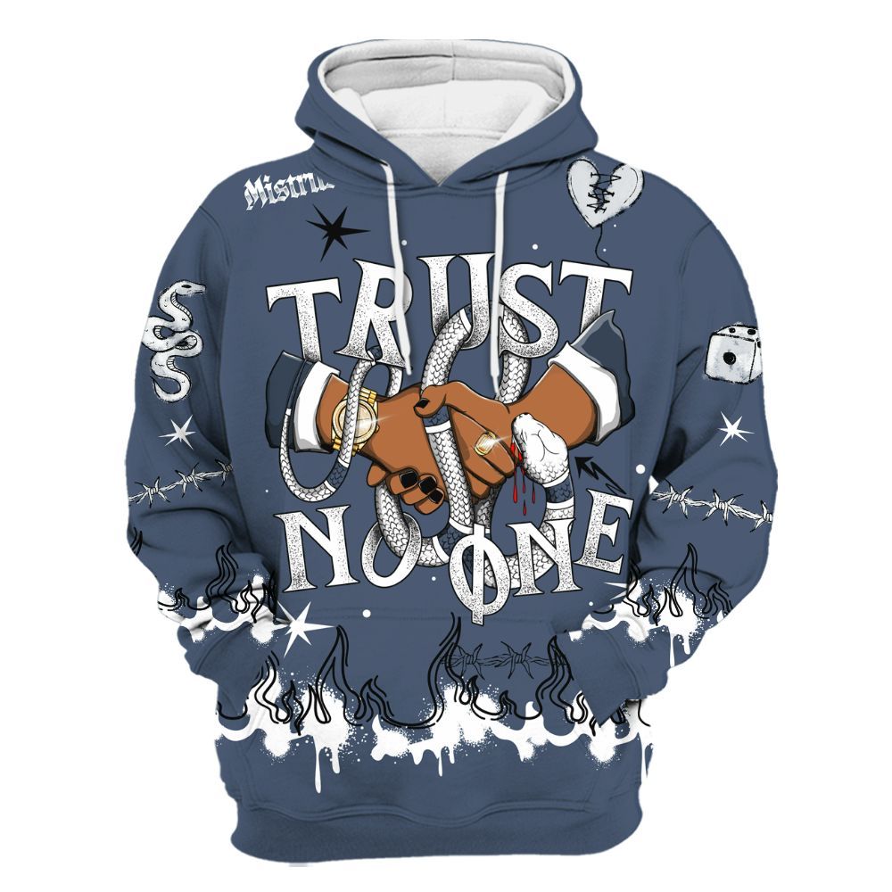 Hoodie To Match Low Diffused Blue 11s - Trust No One Snake-Bite Doodle Crayon All Over Print