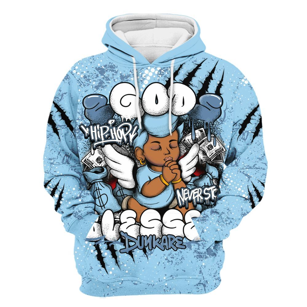 Hoodie To Match Legend Blue 11s - God Blessed All Over Print