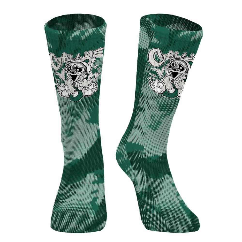 Sock To Match Oxidized Green 4s - Call Me Bear Halloween Abstract Halftone