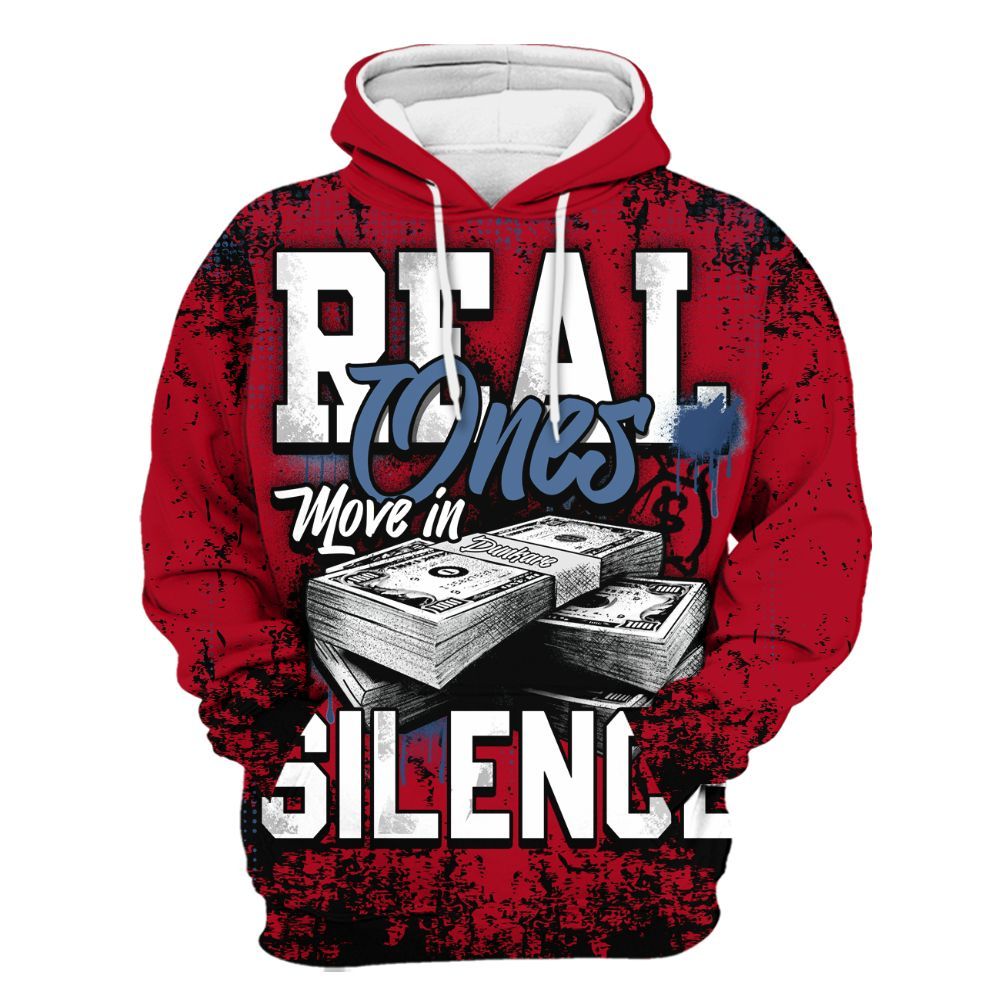 Hoodie To Match Air Griffey Max Black Red Navy Blue 1s - Move In Silence Money Street Retro All Over Print
