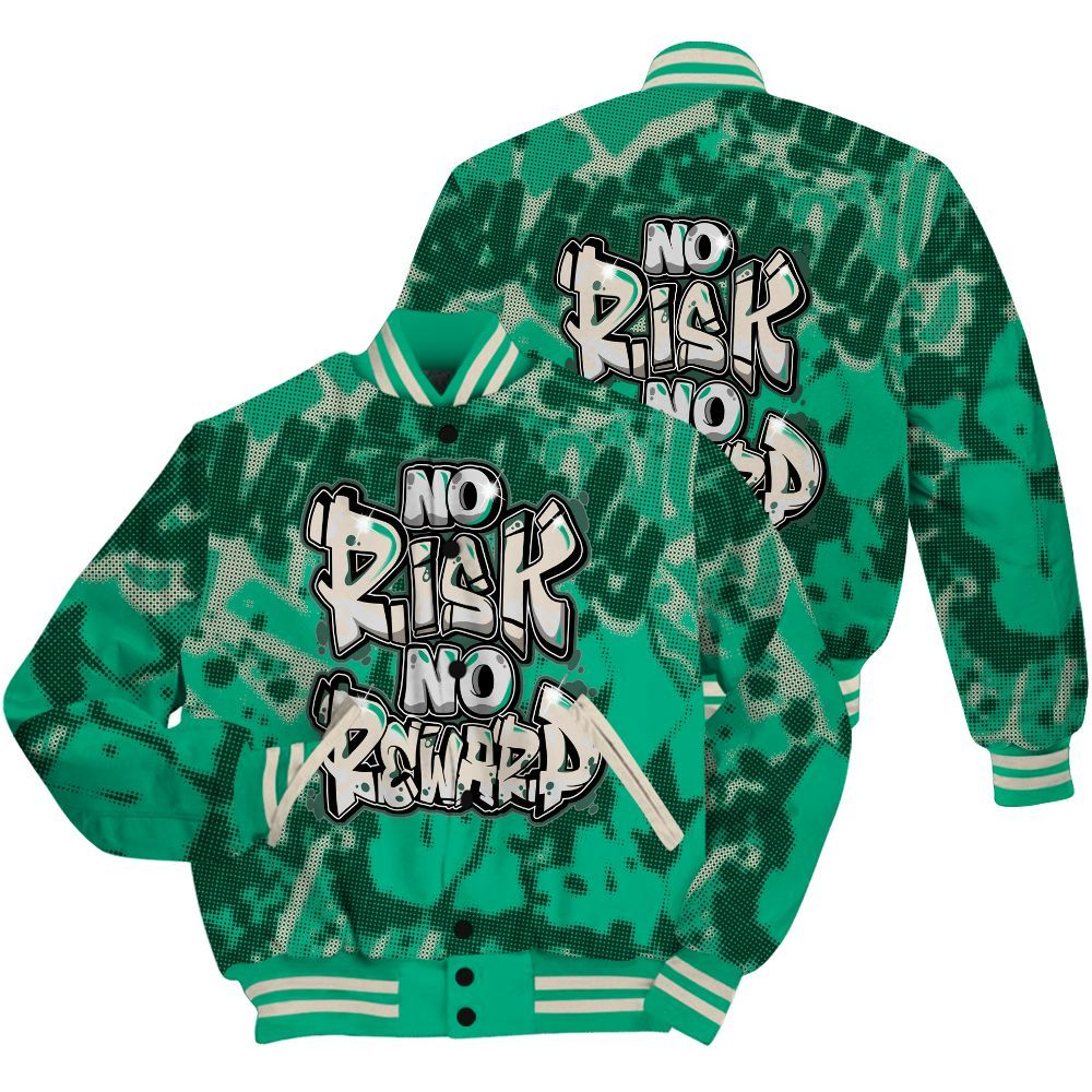 Varsity Jacket To Match Oxidized Green 4s Shirt - No Risks No Reward Street All Over Print