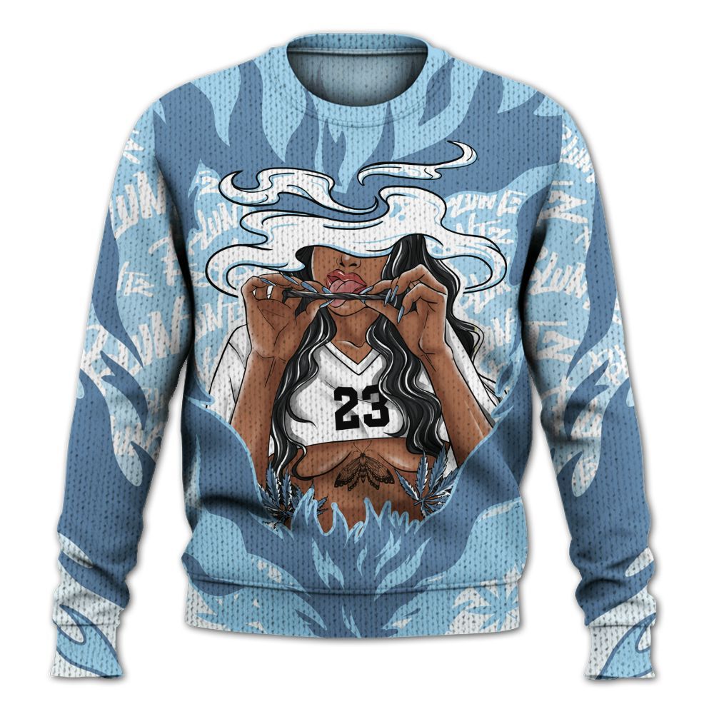 Knitted Sweater To Match Legend Blue 11s - Bluntz Burnz Graphics