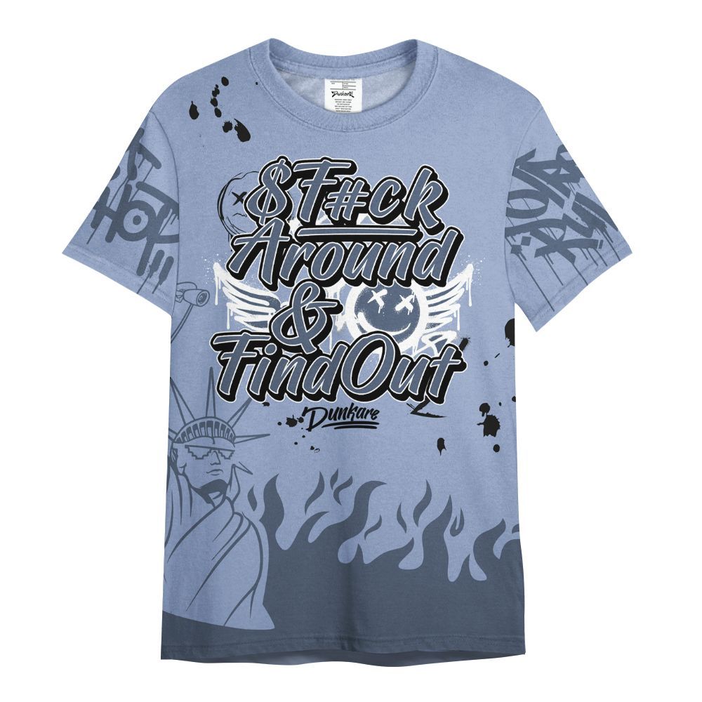 Shirt To Match Retro Blue Grey 13s - Graphic Fck Around Find Out All Over Print