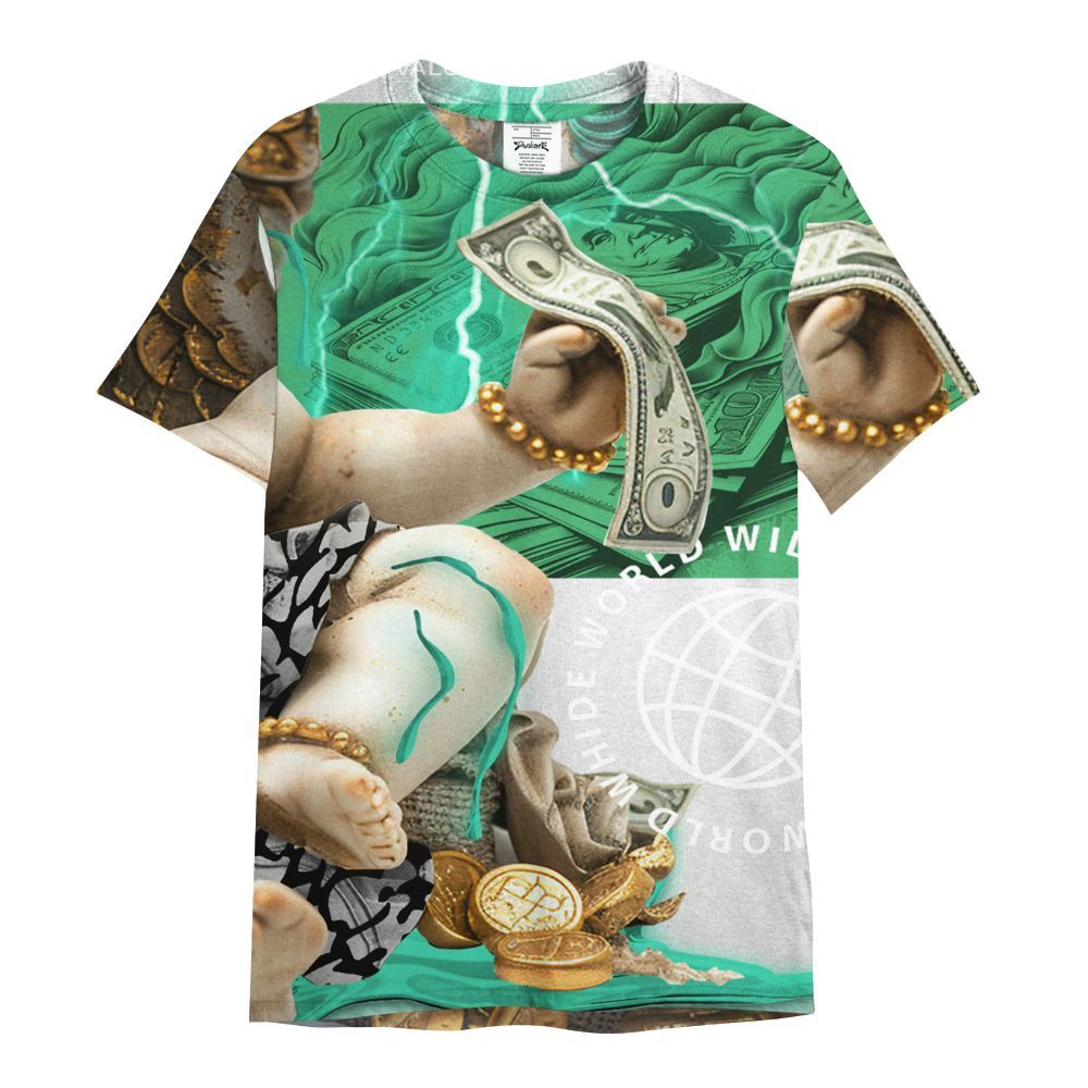 Shirt To Match Black Green Glow 3s - Money Talk Angel Green Glow 3s All Over Print