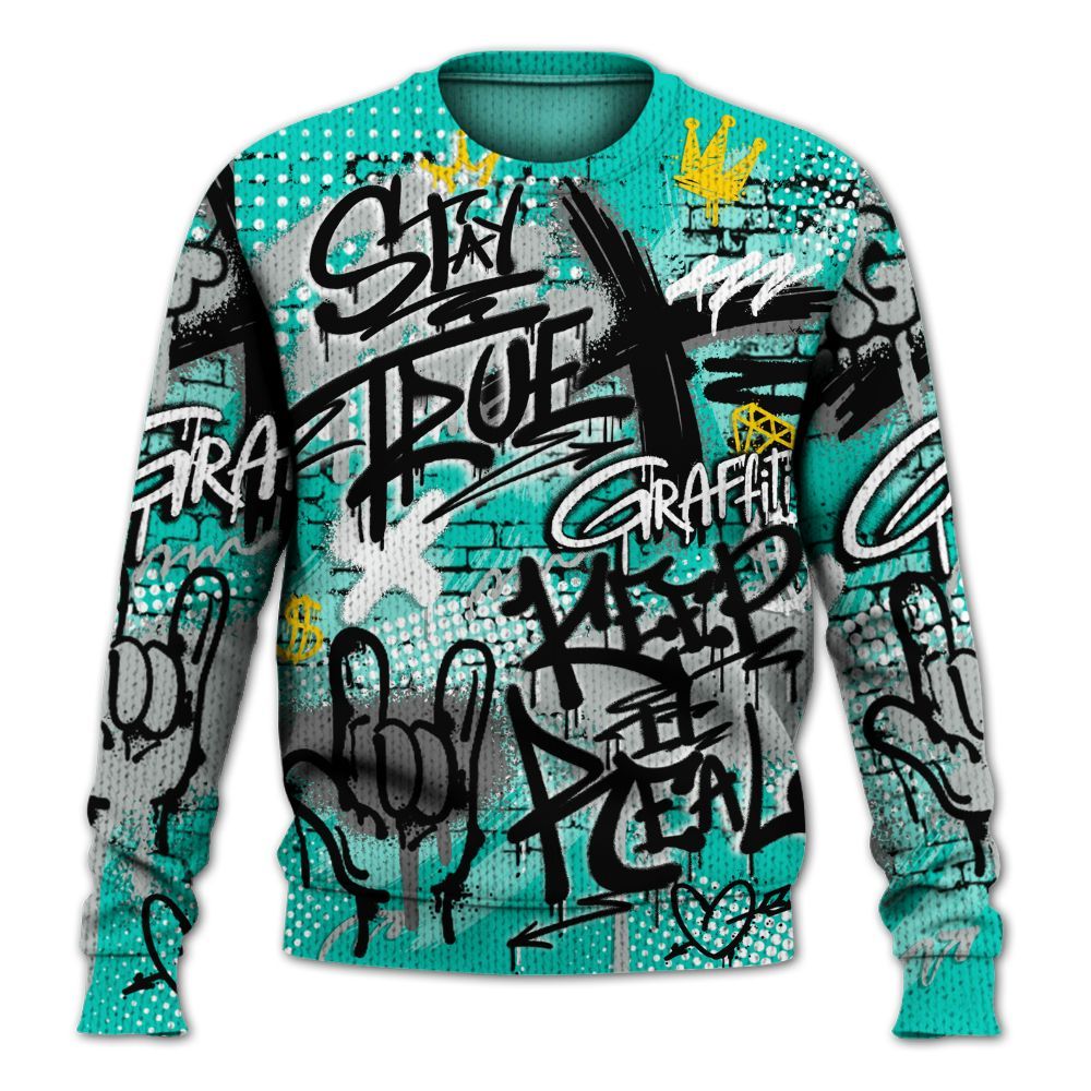 Knitted Sweater To Match Air Max 95 Dark Tiffany - True It Real Graffiti Streetwear