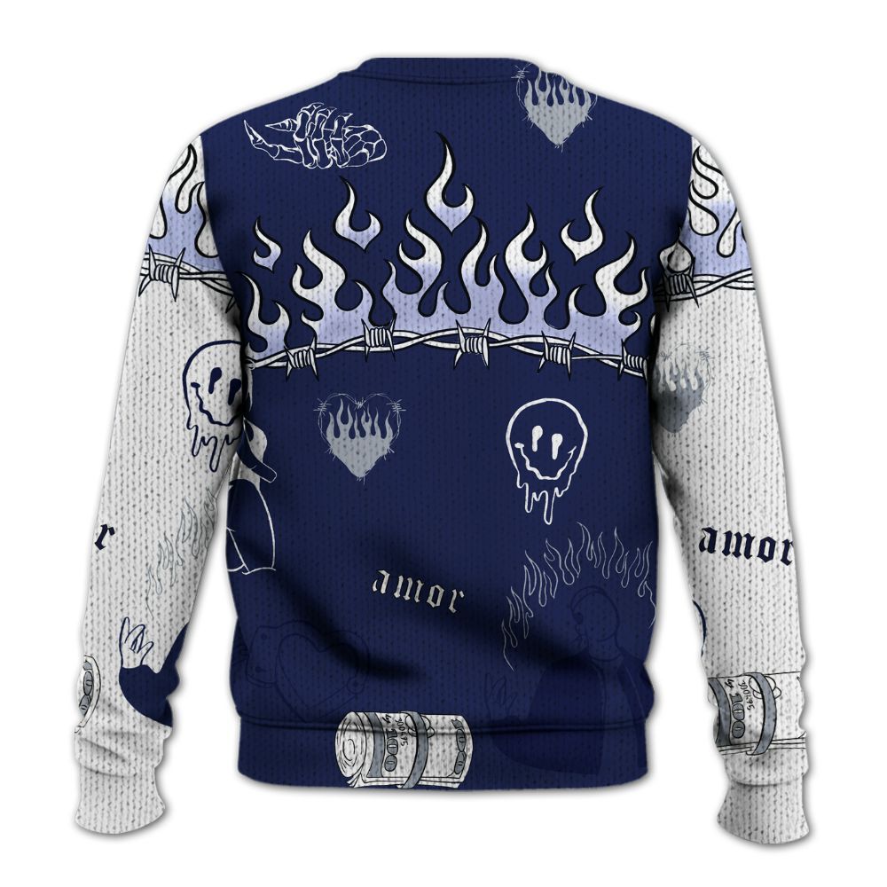 Knitted Sweater To Match Midnight Navy 11s - Snake Trust No One