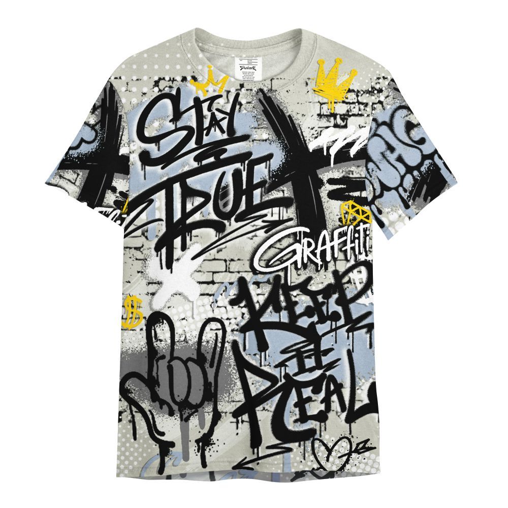 Shirt To Match Low OG Wolf Grey 1s - True It Real Graffiti Streetwear All Over Print