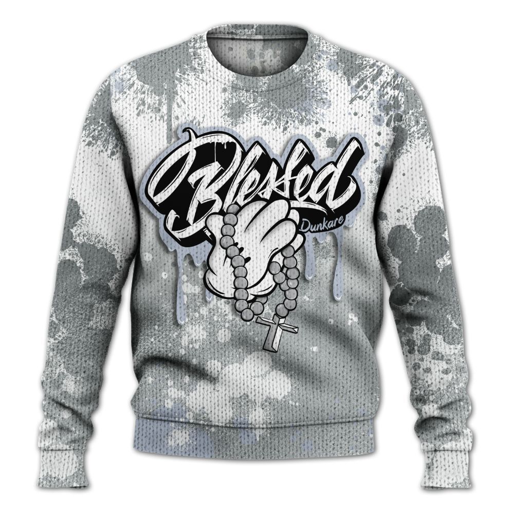 Sweater To Match White Metallic 2026 5s - God Blessed Ink Drip Graphic