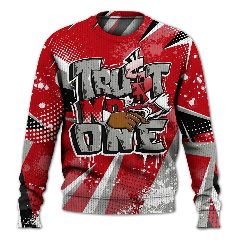 Knitted Sweater To Match Air Griffey Max Gray Reds 1s - Poly Trust No One Dripping