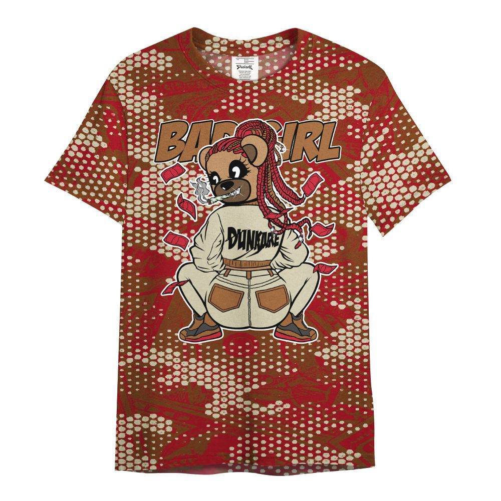 Shirt To Match Archaeo Brown 5s - Rebellious Girl Bear Banknotes Art All Over Print