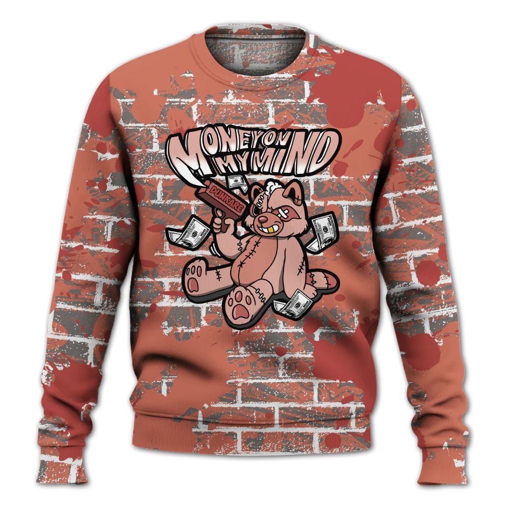 Sweatshirt To Match Dune Red 13s - Money On My Mind Raccoon Brick All Over Print