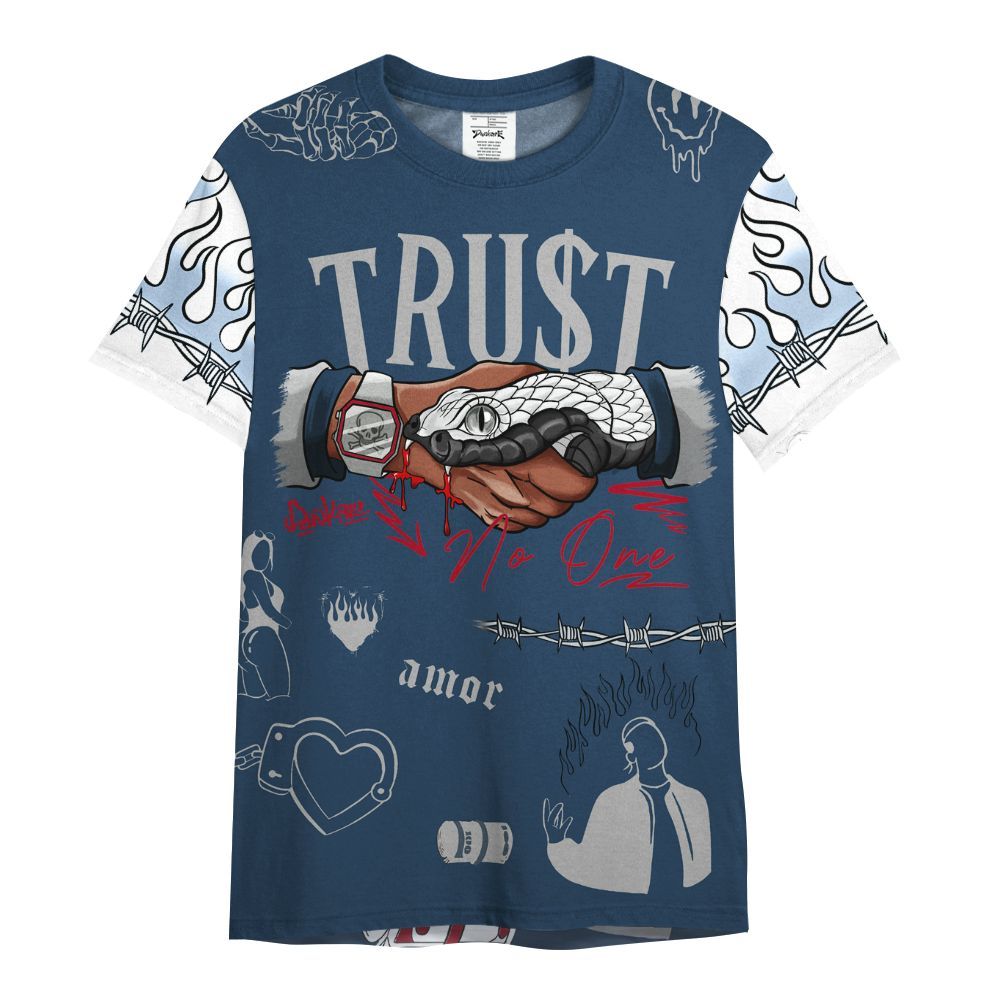 Shirt To Match Retro French Blue 2025 12s - Snake Trust No One All Over Print