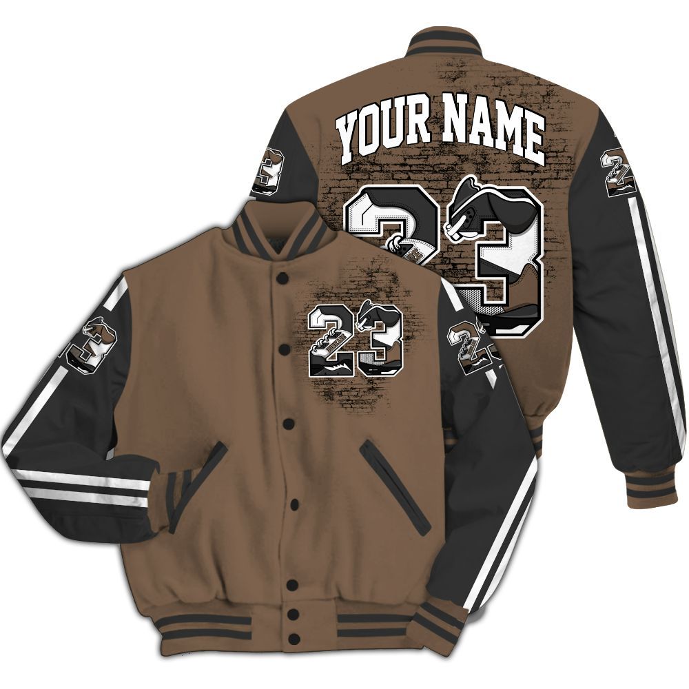 Varsity Jacket To Match Dark Mocha Jack - Custom Name Number 23 5s All Over Print