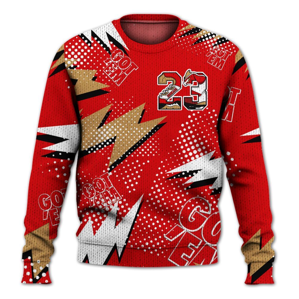 Knitted Sweater To Match Kobe 5 Red Year Of The Mamba - Custom Name Number 23 5s