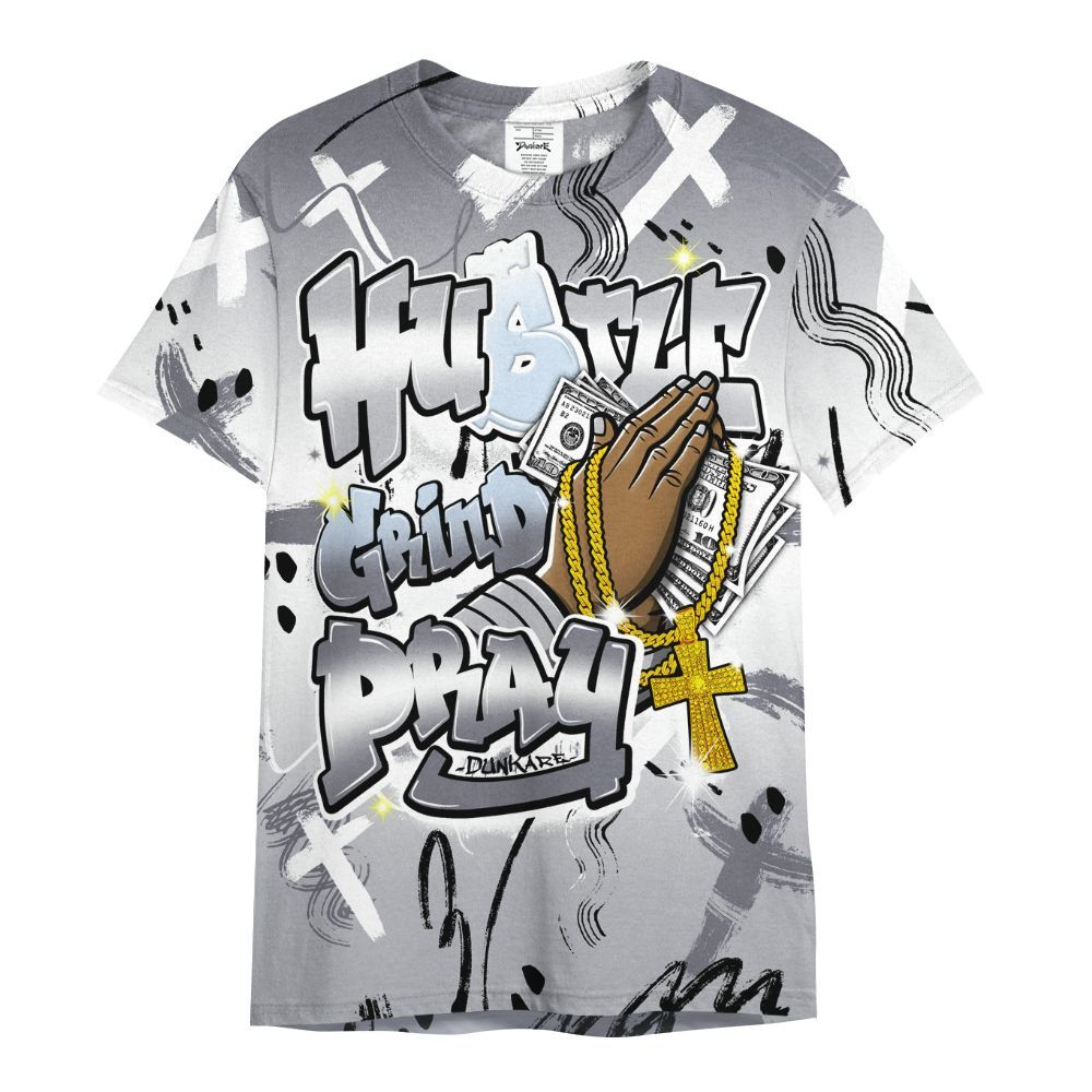 Shirt To Match Low Cement Grey 11s - Money Hustle Grind Pray All Over Print