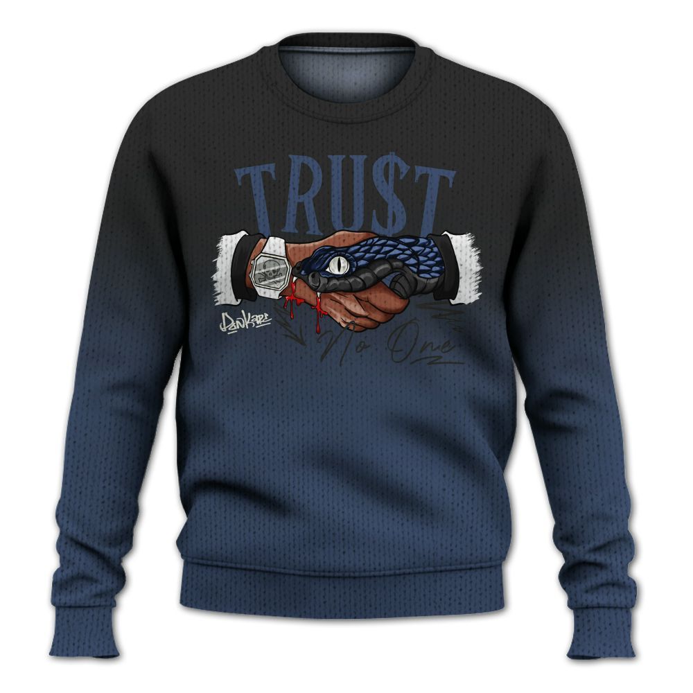 Knitted Sweater To Match Diffused Blue 3s - Snake Trust No One Drip