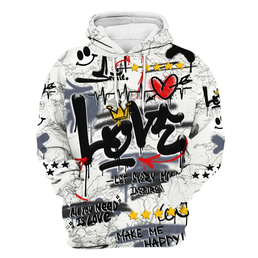 Hoodie To Match Air Foamposite Jin Kazama - Happy Love Beats Graffiti Streetwear All Over Print