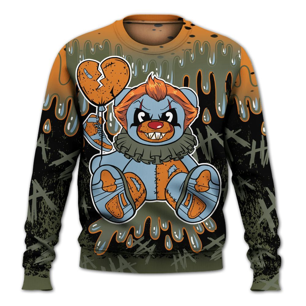Sweatshirt To Match Olive 5s - Shoe Game Bear Drip All Over Print