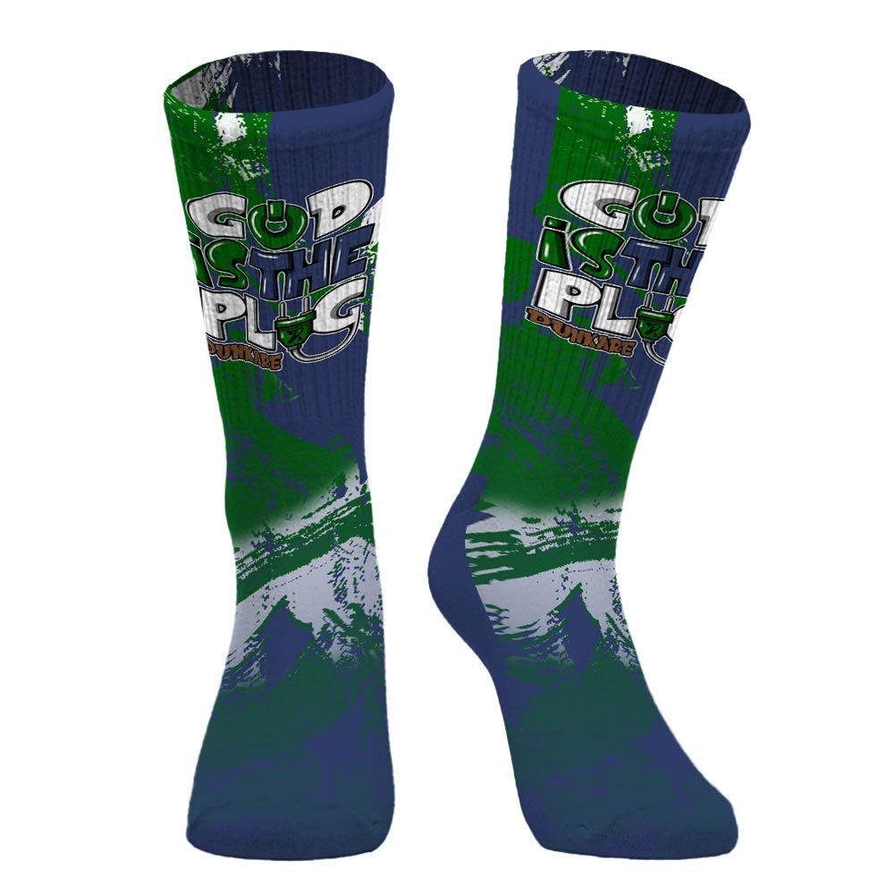 Sock To Match Midnight Navy 13s - God Is The Power Cord Circle Splash