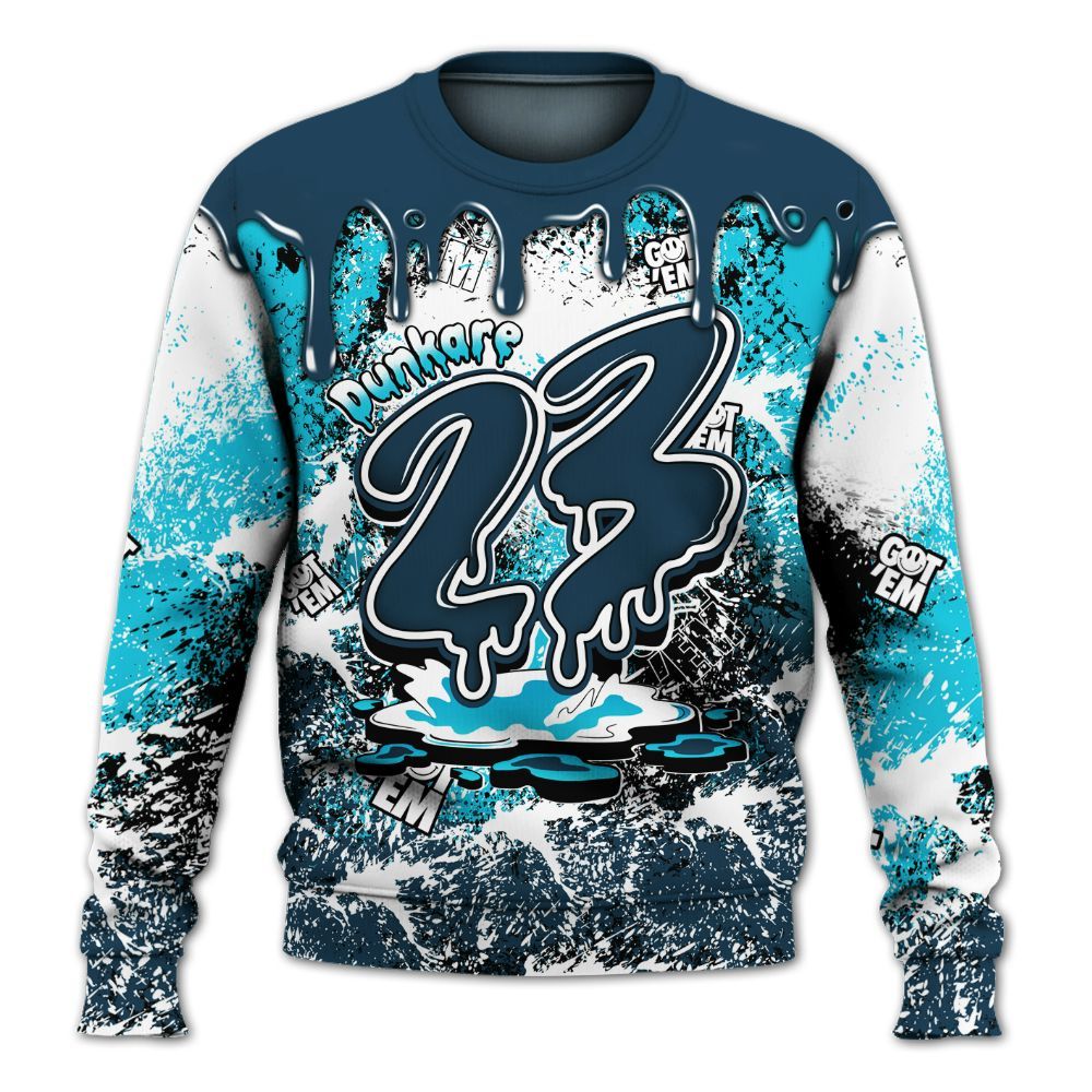 Sweatshirt To Match Air Navy Baltic Blue - Dripping 23 Drip All Over Print
