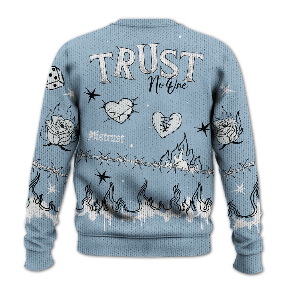 Knitted Sweater To Match Mid Ice Blue 1s - Trust No One Snake-Bite Doodle Crayon
