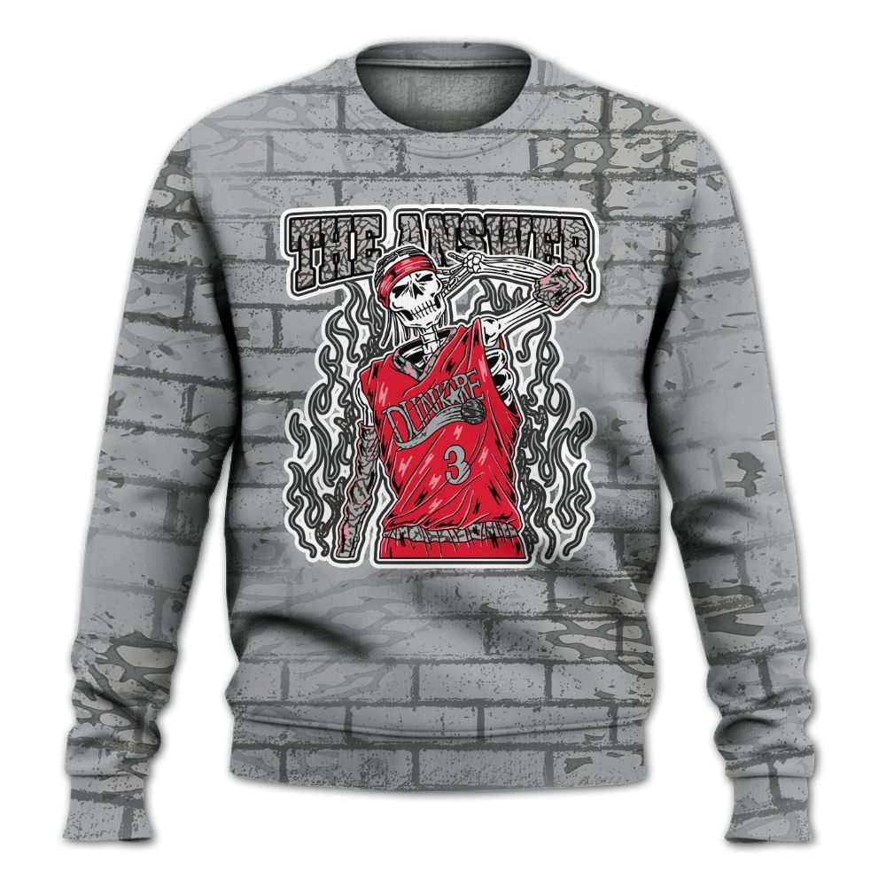 Sweatshirt To Match Black Cement 3s - Allen Answer Skeleton Brick All Over Print