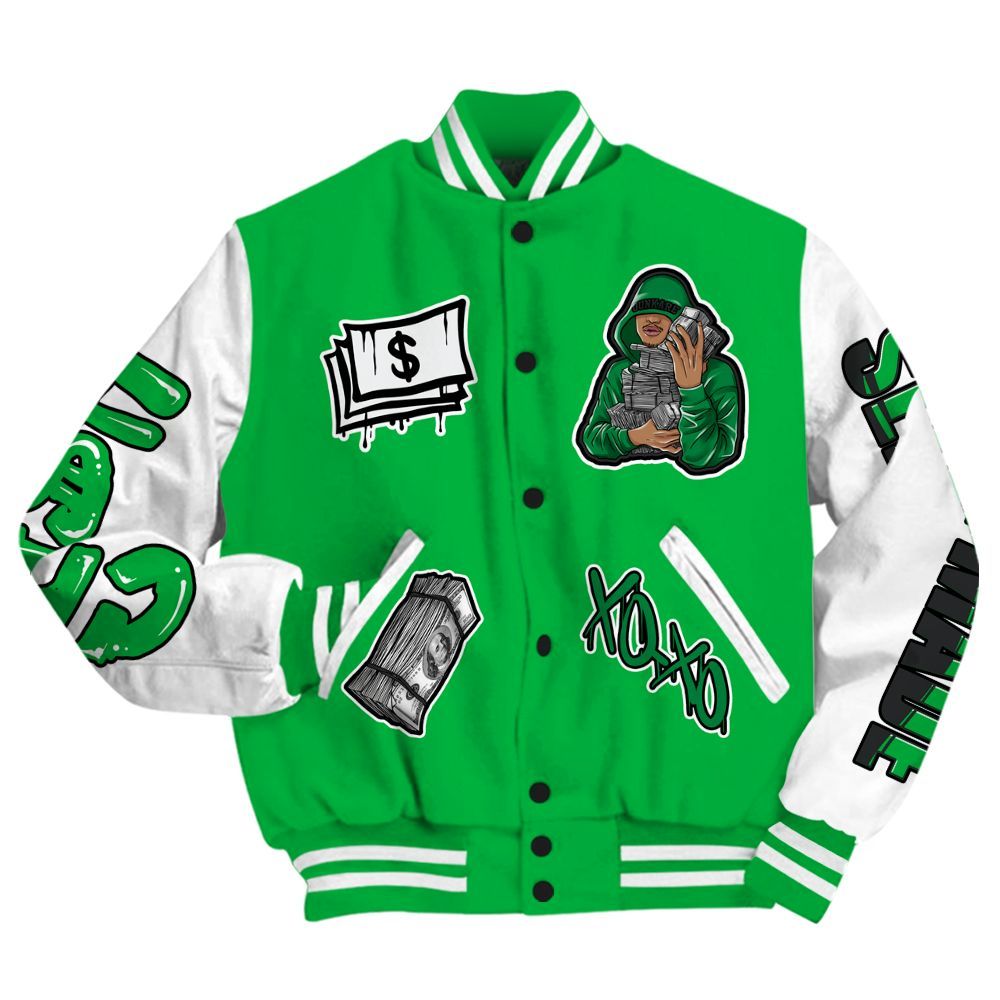 Varsity Jacket To Match Lucky Green 5s - Selfmade Unique All Over Print