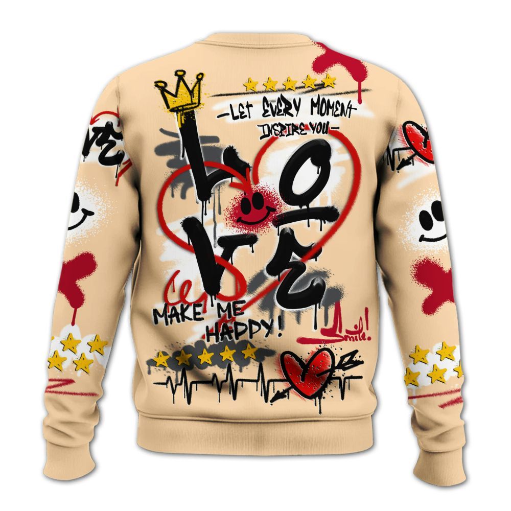 Sweatshirt To Match Retro Pizza GS 4s - Happy Love Beats Graffiti Streetwear All Over Print