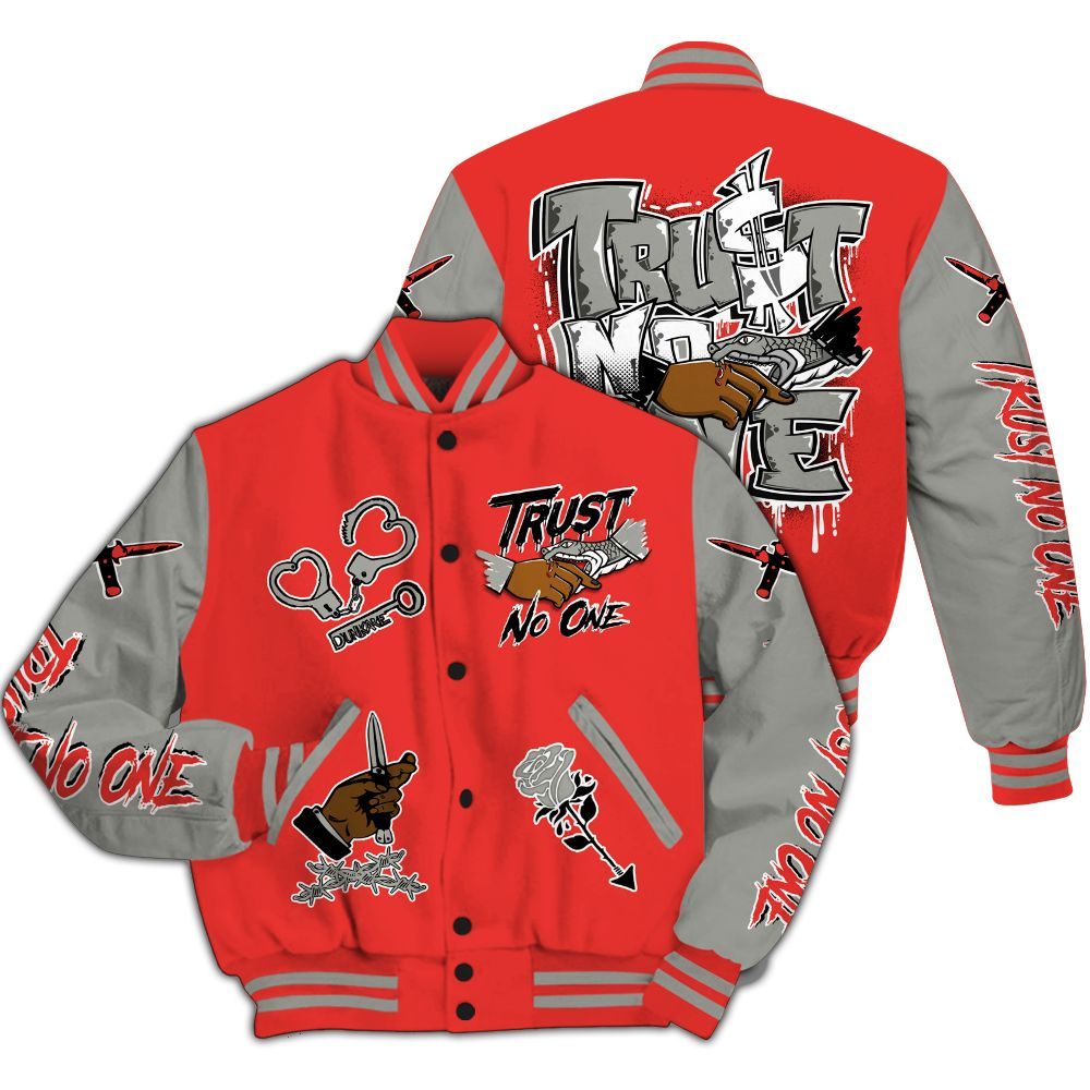 Varsity Jacket To Match Vomero 5 Bright Crimson - Trust No One Dripping All Over Print