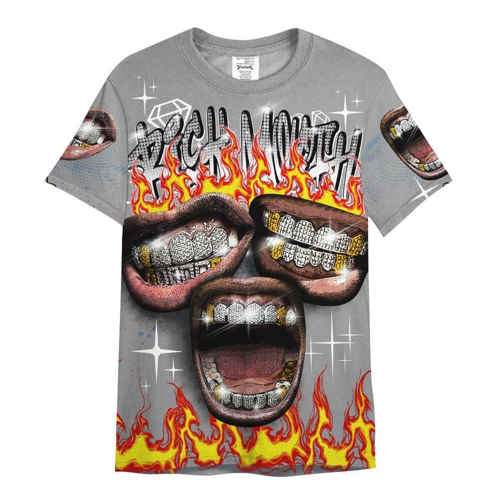 Shirt To Match Black Chrome 6s - Rich Mouth Fire Rap Retro 90s All Over Print