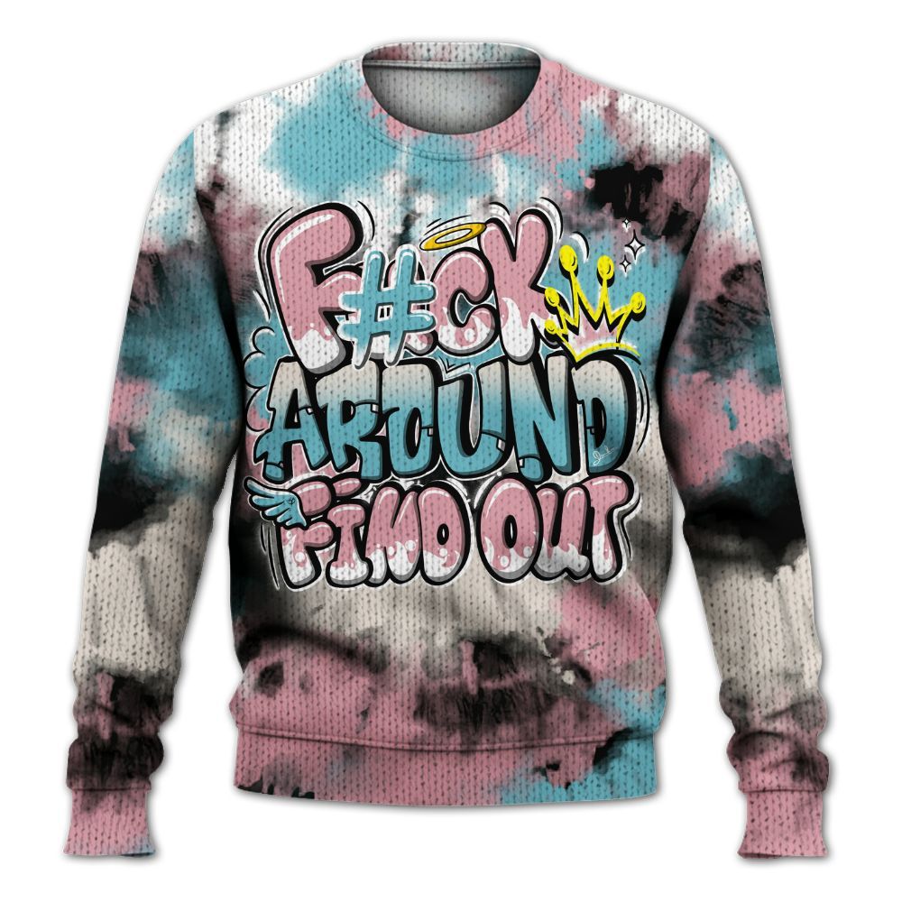 Knitted Sweater To Match Doernbecher 6s - Tie Dye FK Around Find Out