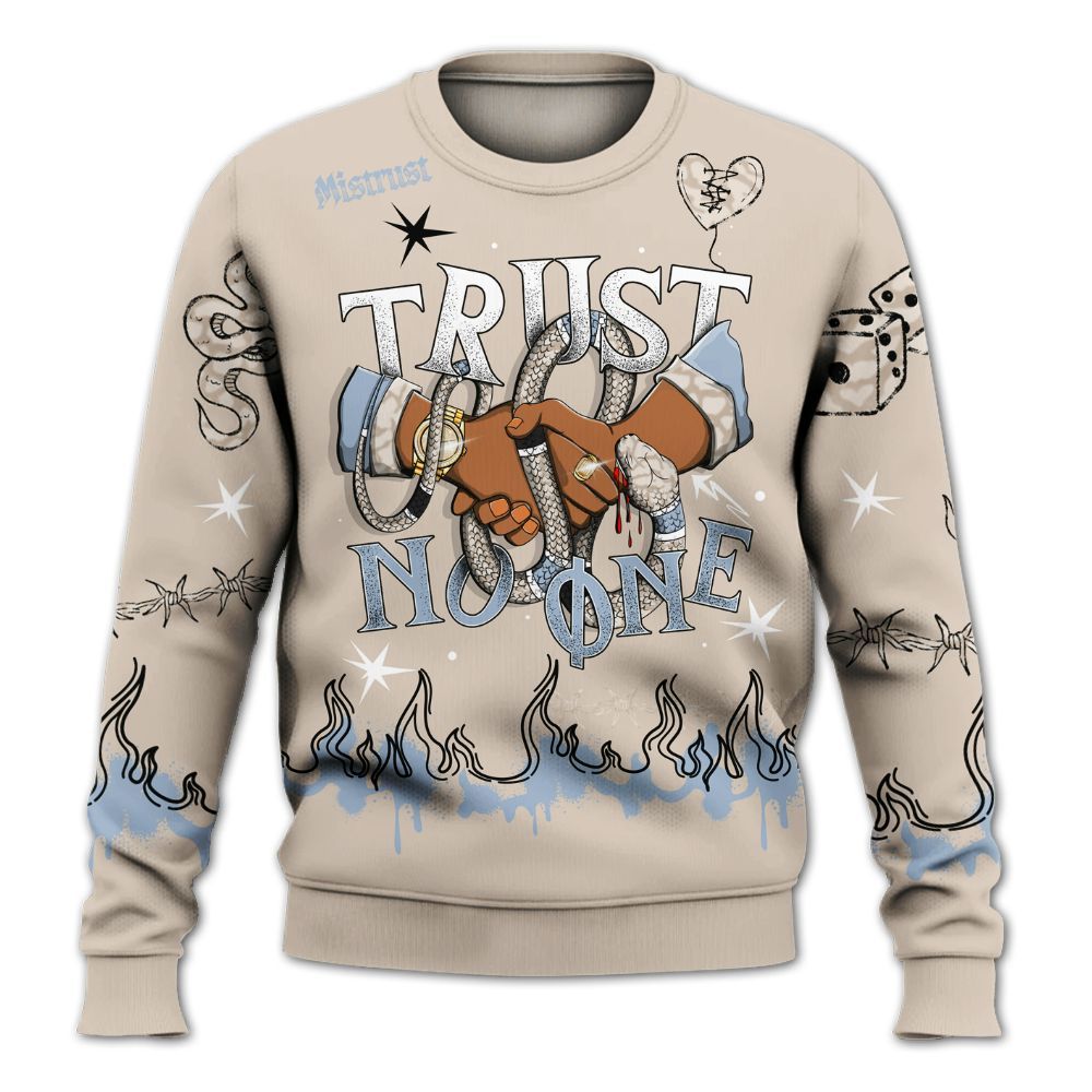 Sweatshirt To Match Desert Sand 3s - Trust No One Snake-Bite Doodle Crayon All Over Print