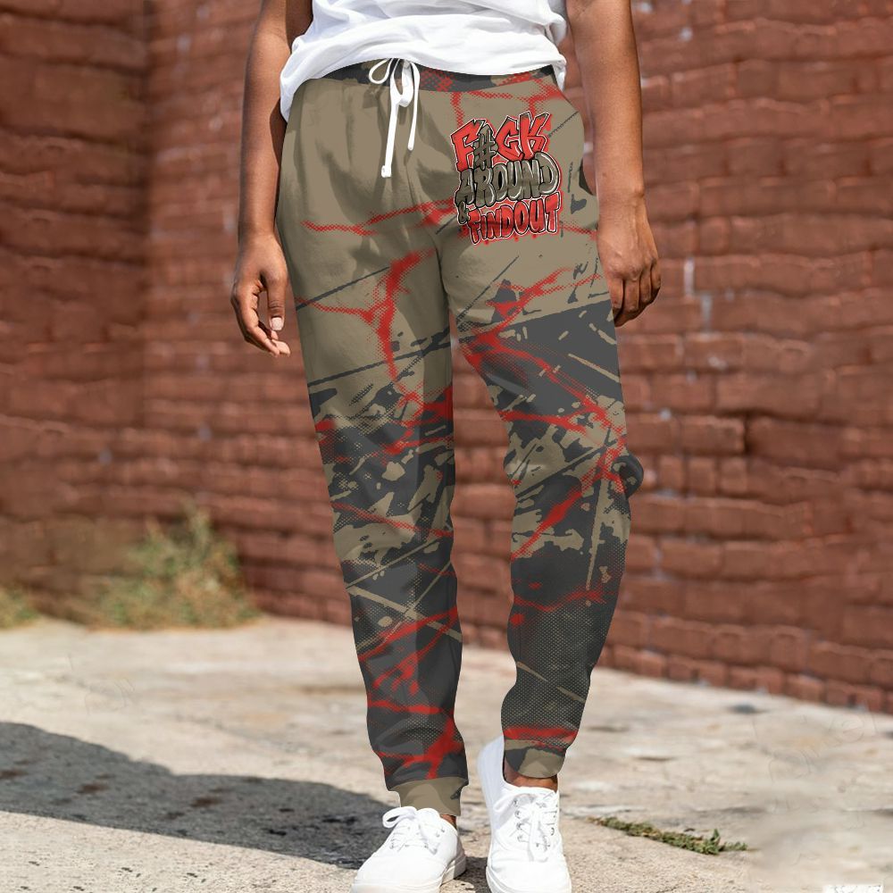 Sweatpant To Match Olive 9s - F Around Find Out Graphic Profound All Over Print