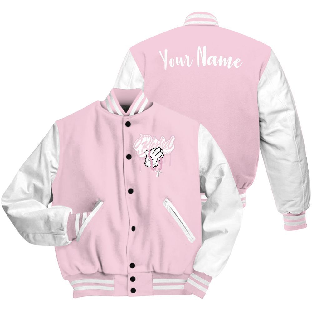 Varsity Jacket To Match Orchid 4s - Custom Name God Blessed Drip All Over Print