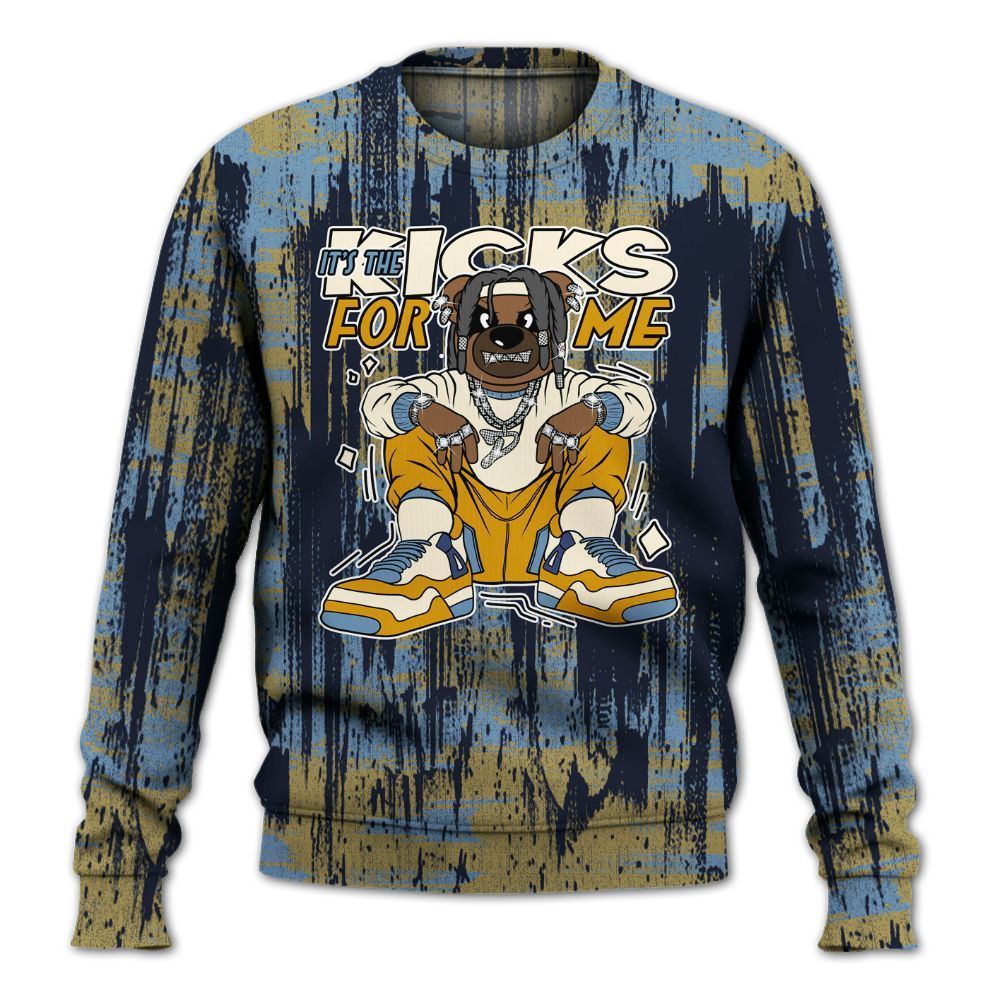 Sweatshirt To Match High OG First In Flight 1s - Sneakers Bear Glitch Art All Over Print