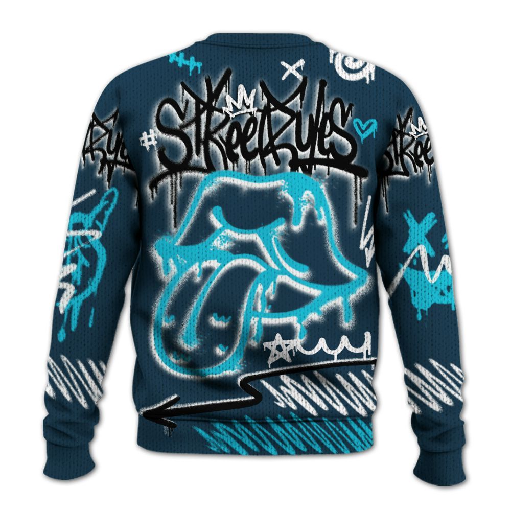 Knitted Sweater To Match Air Navy Baltic Blue - Break Rules Streetwear