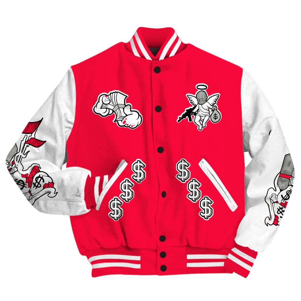 Varsity Jacket To Match Retro Fire Red 3s - Ones Move In Silence Graphic All Over Print