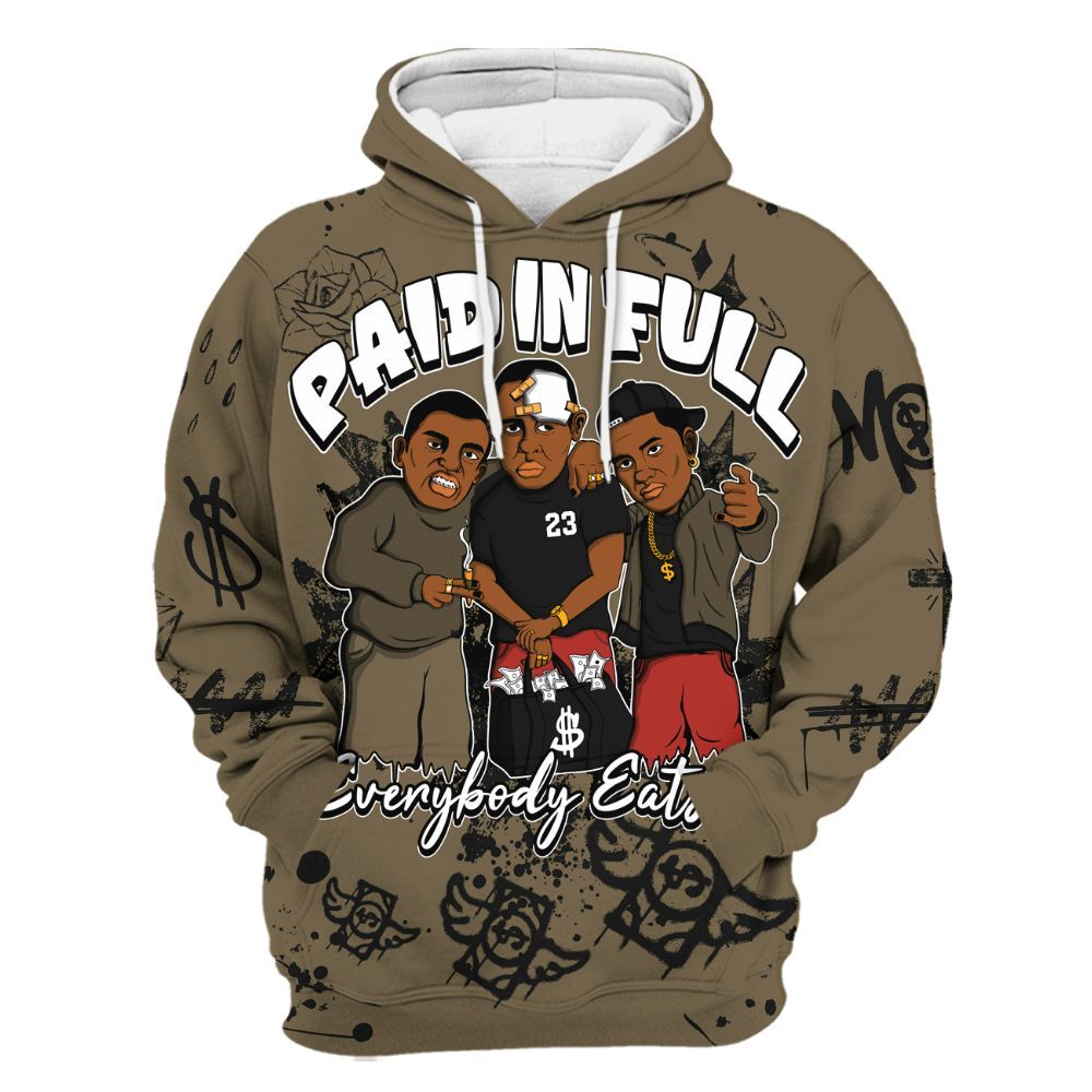 Hoodie To Match Olive 9s - Everybody Paid In Full Crayon All Over Print